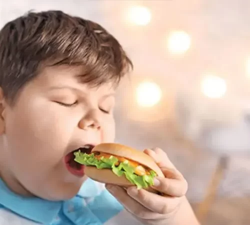 kilolu-cocuk-beslenmesi-m kilolu çocuk beslenmesi hamburger yiyen çocuk
