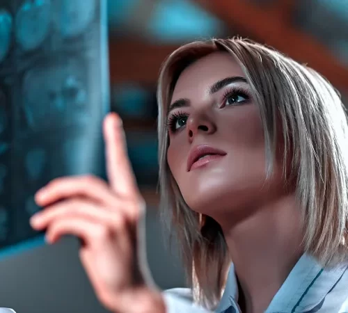 koroner bt anjiyo sonuçları inceleyen kadın doktor